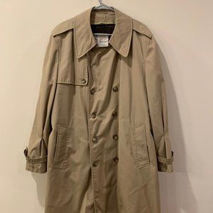 LONDON FOG Maincoats Raincoat Towne Trench Coat Tan Fleece Lining Reg 44